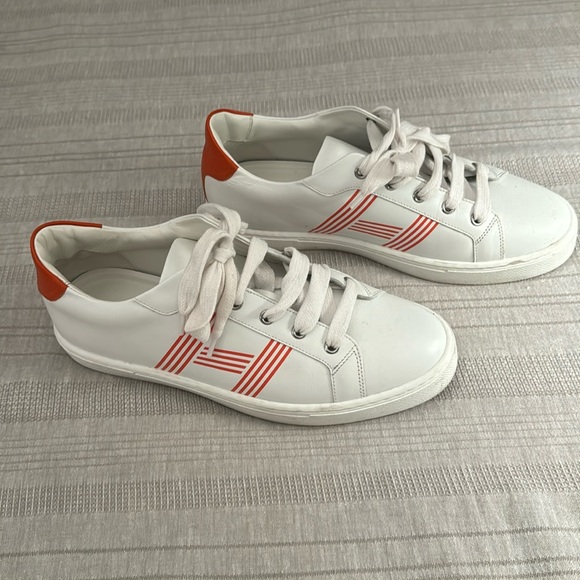 Hermes Shoes - Hermes White and Orange Detail Women’s Sneakers